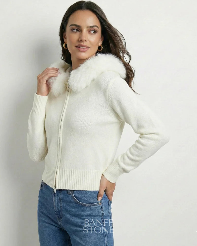 Alpine Hooded Cardigan White / S