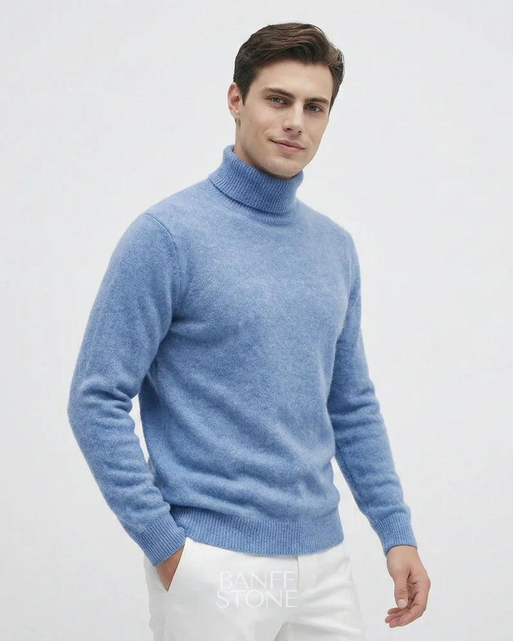Alpine Wool Turtleneck - 100% Wool Light Blue / S