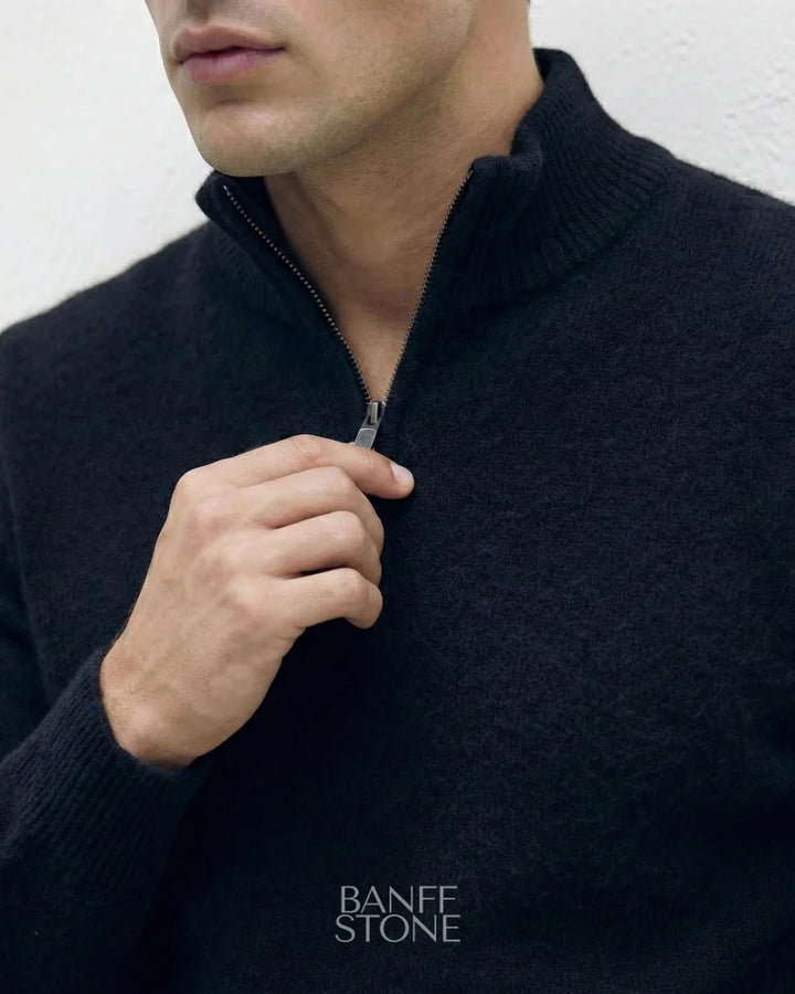 Cambridge Cashmere Quarter Zip Black / S
