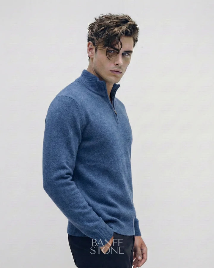 Cambridge Cashmere Quarter Zip Blue / S