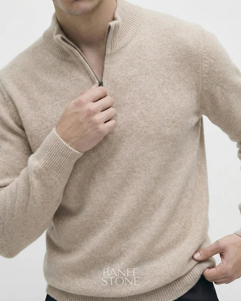 Cambridge Cashmere Quarter Zip Camel / S