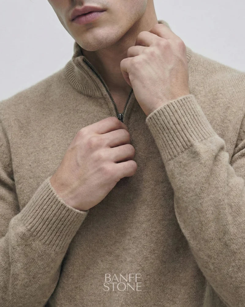 Cambridge Cashmere Quarter Zip Medium Camel / S