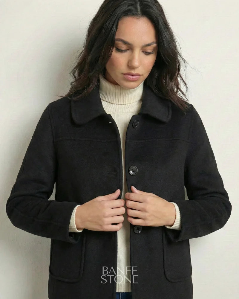 Florence Wool Coat - 100% Wool Black / M