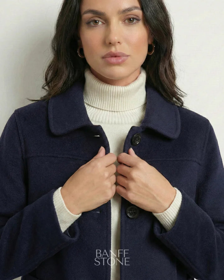 Florence Wool Coat - 100% Wool Navy / M