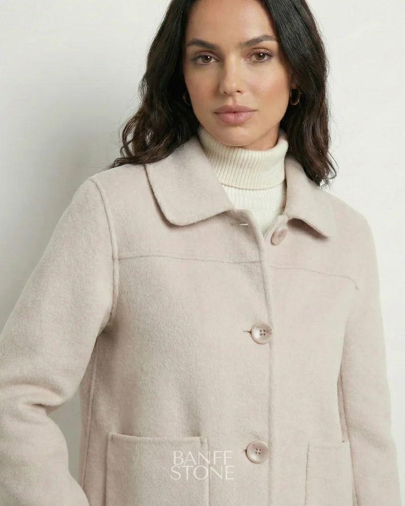 Florence Wool Coat - 100% Wool White / M