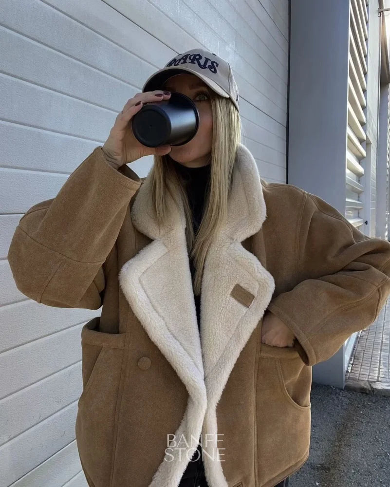 Hudson Lambswool Coat Khaki / S