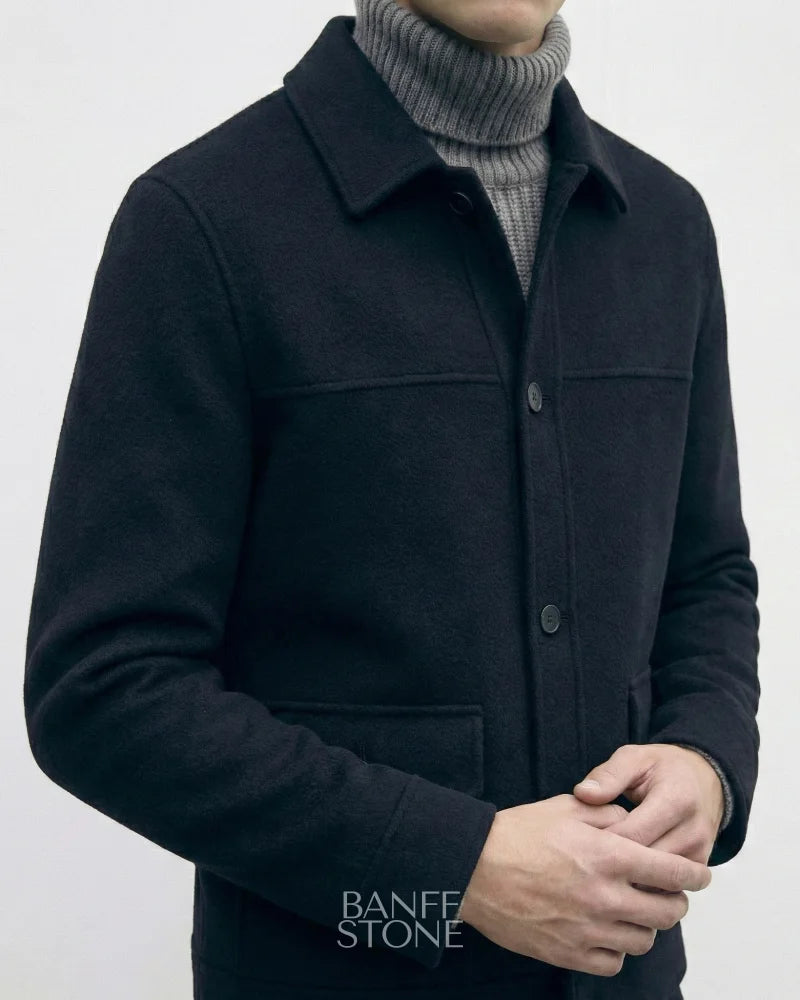 Knightsbridge Wool Coat - 100% Wool Black / M