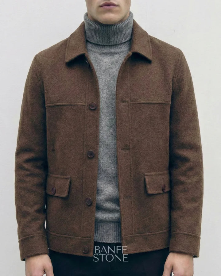 Knightsbridge Wool Coat - 100% Wool Brown / M