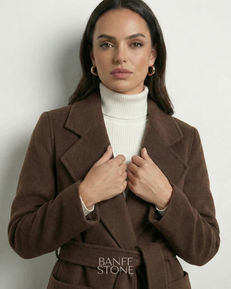 Monaco Wool Coat - 100% Wool Brown / S