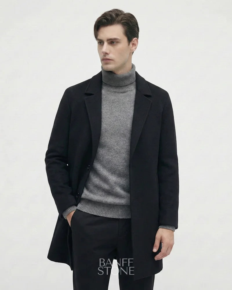 Savile Wool Coat - 100% Wool Black / M