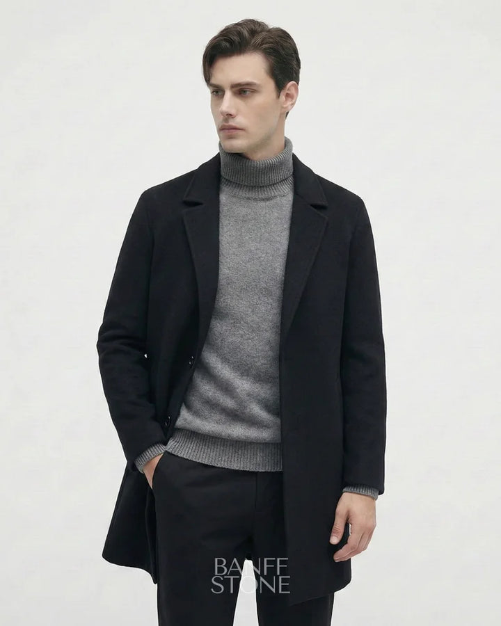 Savile Wool Coat - 100% Wool Black / M