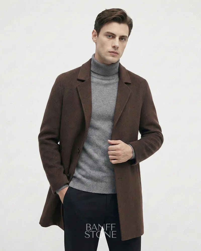 Savile Wool Coat - 100% Wool Brown / M
