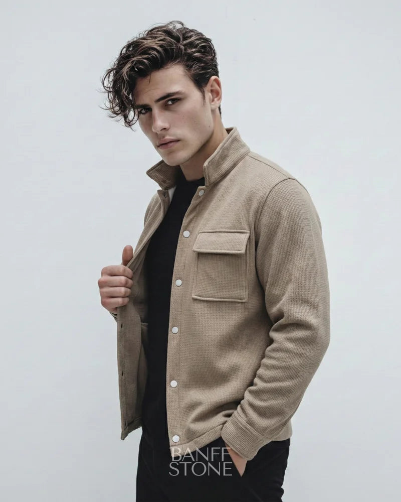 The Fairfax Shacket Khaki / S